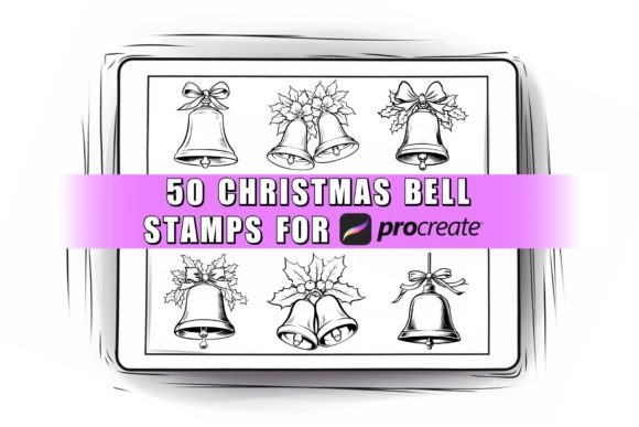 50 Christmas Bell Procreate Stamps Brush: Instant Festive Charm