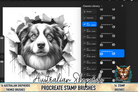 Australian Shepherd Procreate Stamps: Capture Canine Character