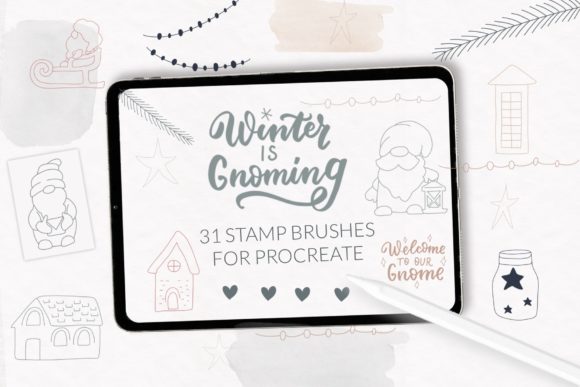 Christmas Gnomes Procreate Stamps for Festive Design