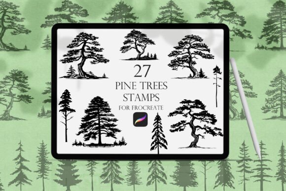 Elevate Your Designs with Pine Trees Procreate Stamps