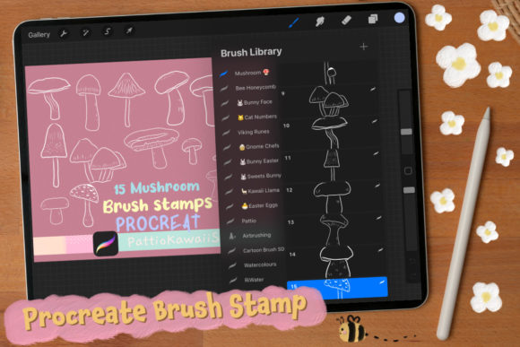 Enchant Your Digital Art with Procreate Brush Stamp 15 Mushrooms
