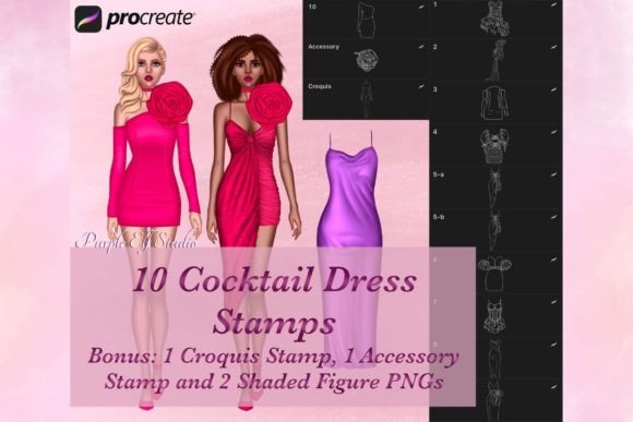 Instant Elegance: Mastering Cocktail Dress Procreate Stamps