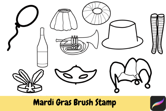 Mardi Gras Hand Drawn Brush Stamp: Bring Festive Fun to Your iPad