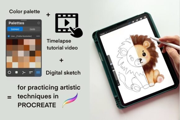 Master the Watercolor Lion: A Procreate Sketch & Palette Guide
