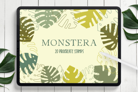 Monstera Leaves Procreate Stamp Brushes for Digital Design