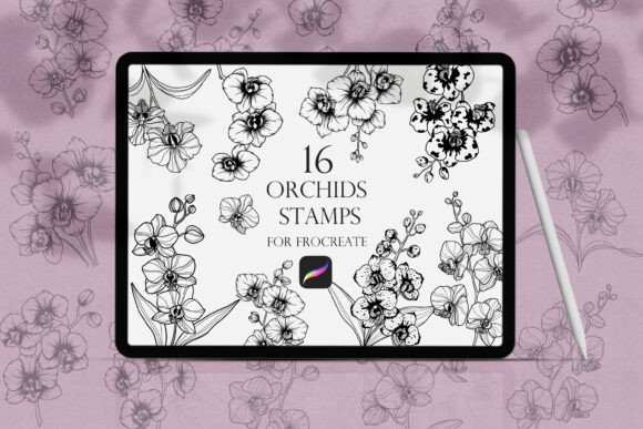 Orchid Flowers Procreate Stamp: Your Botanical Design Toolkit