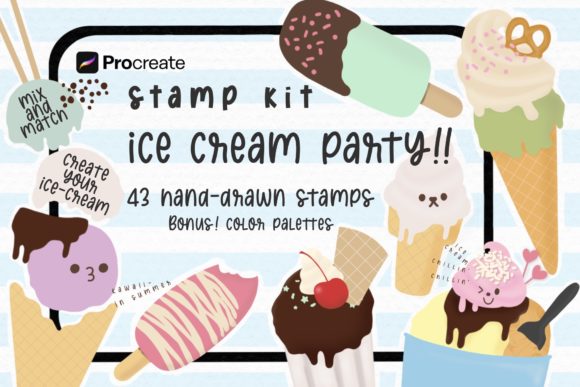 Procreate Stamps Kit - Ice Cream Party: A Sweet Design Toolkit