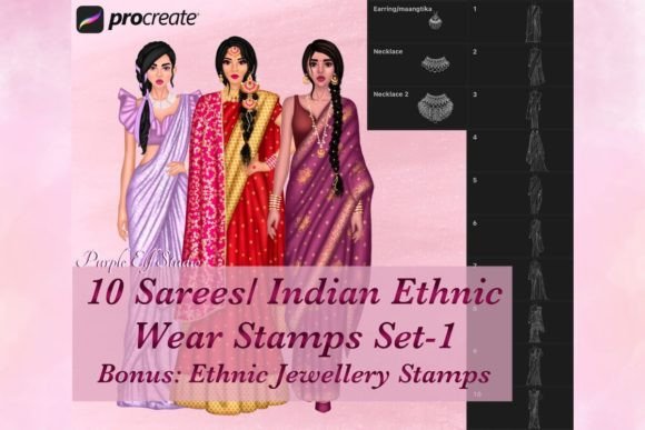 Saree & Indian Ethnic Procreate Stamps for Digital Art