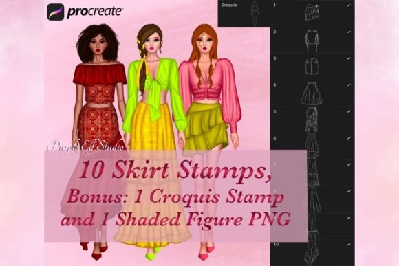 Skirts & Bottom Wear Procreate Stamps for Fashion Design