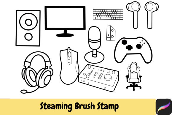 Steaming Game Brush Stamps Procreate for iPad