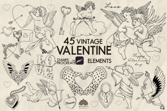 Vintage Charm for Modern Creators: Procreate Stamp Brushes